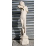 A reconstituted white marble figure in the form of a young girl, 86cms (34ins) high.