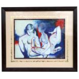 20th century School - Study of Nudes - oil on canvas, framed & glazed, 67 by 54cms (26.25 by 21.