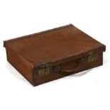 A canvas & leather cartridge case, 53cms (20.75ins) wide.