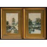 Victorian School - a pair of river scenes, watercolour, framed & glazed, 23 by 39cms (9 by 15.25ins)