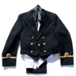 A Royal Navy Reservist Sub Lieutenant officers mess dress uniform comprising jacket, trousers,