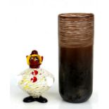 A Murano Art Glass clown; together with an Art Glass vase (2).