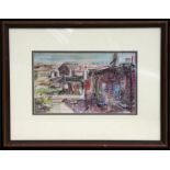 Ronald Morton (b1918) - Village Scene - watercolour, framed & glazed, 35 by 22cms (13.75 by 8.