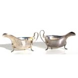 A matched pair of silver sauce boats, Sheffield 1939 and 1940 (2). Condition Report 217 grams.