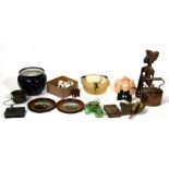 A quantity of crested ware, including Goss; a pair of Edwardian Dutch prints, a copper kettle; and