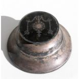 A silver & tortoiseshell Capstan inkwell, London 1916, 11cms (4.25ins) diameter.