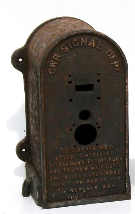 A cast iron GWR signal box, 27cms (10.5ins) high.