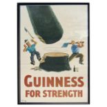 A reproduction Gilroy Guinness advertising poster 'Guinness for Strength', framed & glazed, 50 by