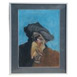 Modern British - Surrealist Portrait - pastel, framed & glazed, 29 by 41cms (11.5 by 16ins).