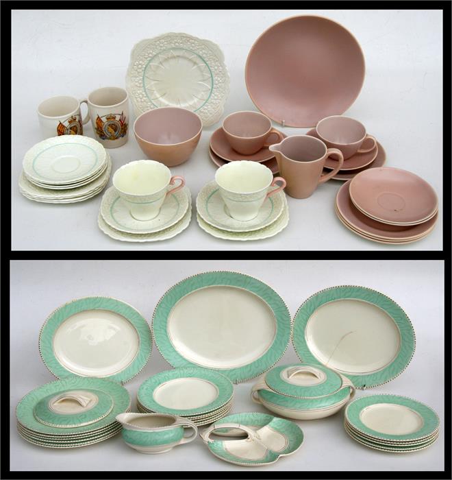 A Burleigh Ware part dinner service; together with a pink Poole Pottery part tea service; and