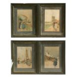 H Cassiers (1858-1944) a set of four watercolours depicting Dutch scenes, signed, framed & glazed,