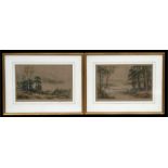 Henry George Walker (British 1876-1932), a pair of coloured etchings of country landscapes, signed