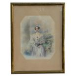 Early 19th century School - Portrait of a Young Lady - watercolour, framed & glazed, 32 by 40cms (