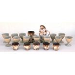 A set of twelve Keith Ashley Studio Pottery goblets, 11cms (4.25ins) high; together with a group