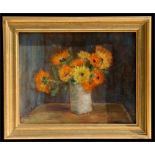 20th century School - Still Life of Chrysanthemums in a Vase - oil on canvas, framed, 24 by