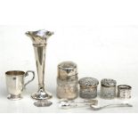 A Victorian silver christening mug, Chester 1901; together with a weighted silver trumpet vase,