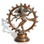 A 19th / 20th South Indian copper alloy figure of Shiva dancing on the dwarf Apasmara before a