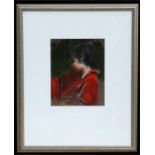J Magdaleno - Portrait of a Young Girl - signed lower left, gouache, framed & glazed, 20 by 25cms (8