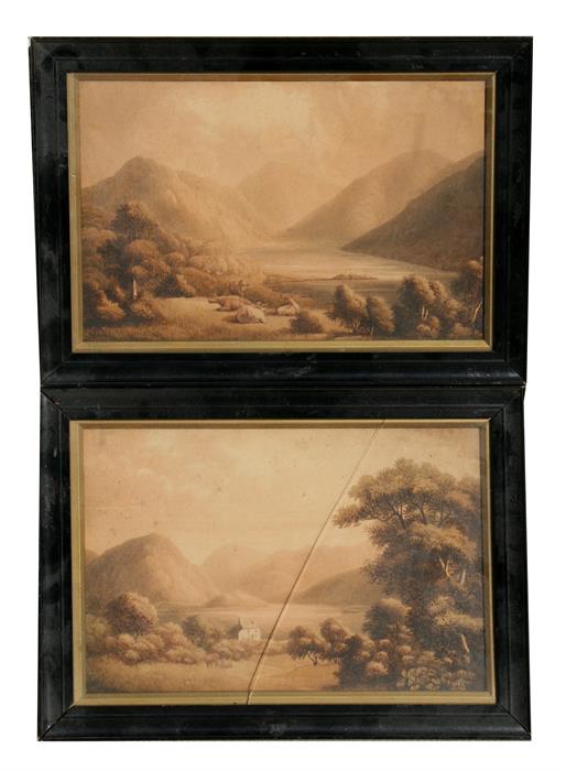 William Green (1761-1823) a pair of sepia watercolours depicting Highland Scenes, titled & signed to
