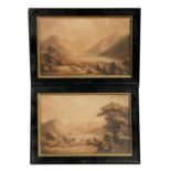 William Green (1761-1823) a pair of sepia watercolours depicting Highland Scenes, titled & signed to