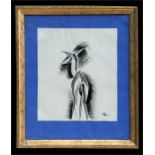 South African School - Study of an Antelope - monogrammed & dated '37 lower right, charcoal,