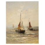 20th century School - Seascape - oil on board, unframed, 30 by 41cms (11.75 by 16ins).