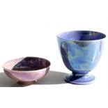 A Ruskin Pottery high fired lustre bowl; together with a similar vase, the bowl 15cms (6ins)