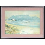 Cynthia Ball (Modern British) - Shoreline Scene - signed lower right, watercolour, framed &