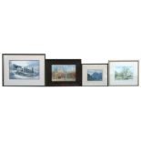 A group of framed & glazed watercolours including Ireland & Mediterranean scenes.