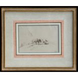 Studio of Eugene Burnand - Study of Horses - Artist's Proof print, 17 by 12cms (6.75 by 4.75ins).