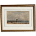 J H Mole - Figure with a Shrimp Net - signed & dated 1857 lower left, watercolour, framed &