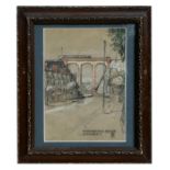 William Turner (Modern British) - Westerfield Flier & Viaduct - signed & dated 1966 lower right, pen