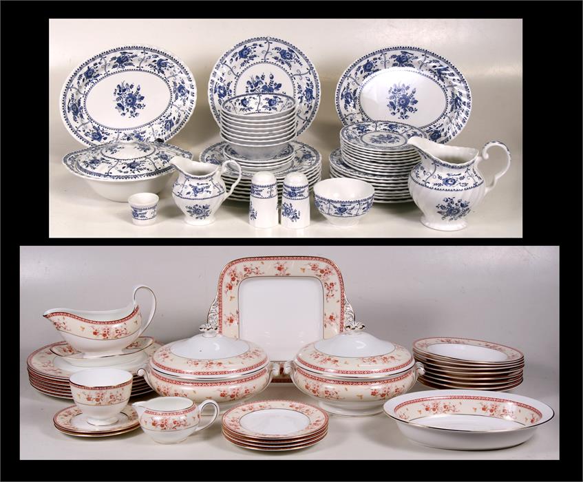 A Wedgwood Malabar pattern part dinner & tea service; together with a Johnson Brothers Indies