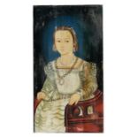 Naive School - Portrait of a Young Lady, oil on panel, 48 by 90cms (19 by 35.5ins).