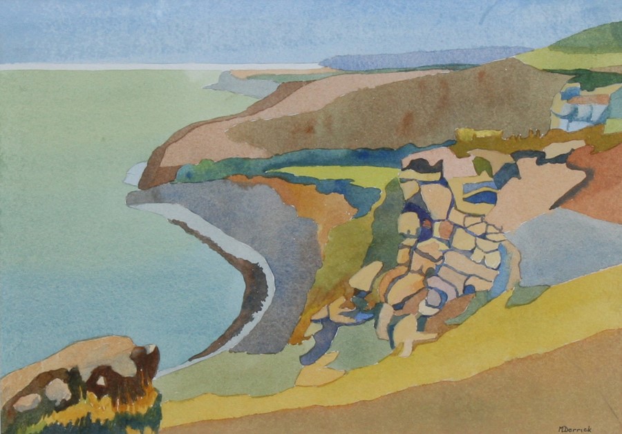 Maureen Derrick - Chapman's Pool - signed lower right, watercolour, framed & glazed, 35 by 25cms (