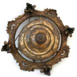 A late 19th century gilt bronze ceiling light, 50cms (19.75ins) diameter.