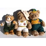 Three Harrod's teddy bears.