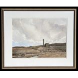 David Swinton, 'Snuff the wind' tin mine on the moors, gallery label to verso, watercolour, framed