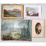 A folio containing unframed watercolours, to include landscape and river scenes.