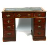 A late 19th / early 20th century pedestal desk with an arrangement of nine drawers, 107cms (42ins)