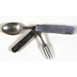 An early combination campaign knife, fork & spoon made by John Watts of Sheffield