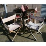 A set of eight folding teak & canvas garden directors chairs.Condition ReportCanvas somewhat