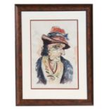 Manner of Sven Berlin (1911-1999) - Portrait of Priscilla Wells - signed & titled to verso,