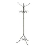 A green painted wrought iron coat & hat stand.