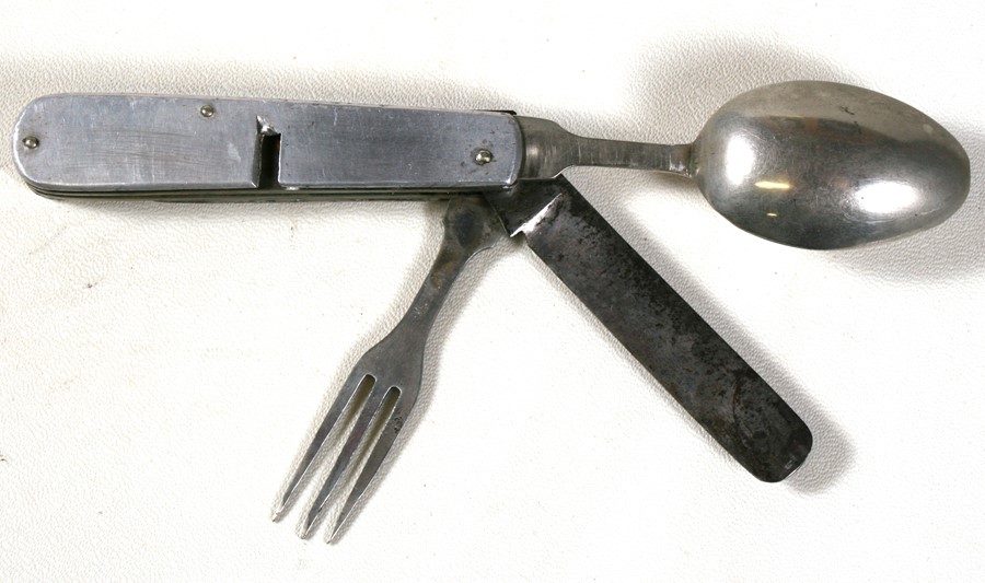 An early combination campaign knife, fork & spoon made by John Watts of Sheffield - Image 3 of 3