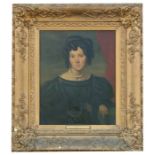 A Victorian portrait of a young lady, framed (possibly an oleograph) 28 by 36cms (11 by 14ins).