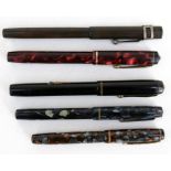 A group of five fountain pens including Conway Stewart & Burnham.Condition Reportfrom the photo