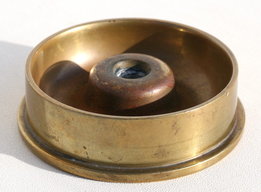 A rare trench art ashtray made from a cut down 1937 Chinese shell case from the Second Sino-Japanese
