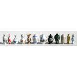 A group of twelve Chinese style miniature vases, each approx. 7.5cms (3ins) high.