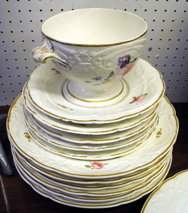 A large quantity of 19th century Bloor Derby dinner ware decorated with flowers and gilt highlights, - Image 2 of 6
